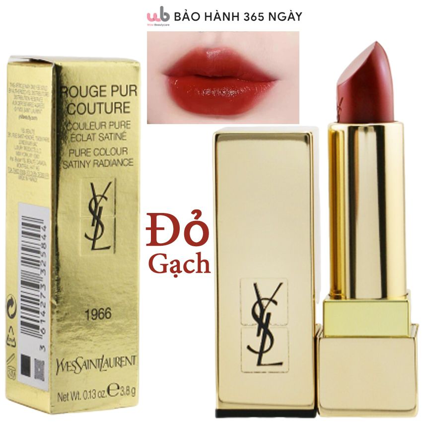 Son lì YSL Rouge 1966 màu đỏ gạch cổ điển,Rouge Libre,Siêu phẩm vẻ đẹp vượt thời gian,Bền màu tới 6h,Tặng kèm quà xịn sò