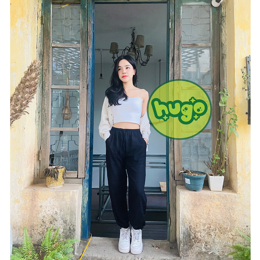 Quần lanh (quần alibaba), quần đen tập yoga phom to bo chân unisex , thoải mái mát mẻ mùa hè - Hugo Shop