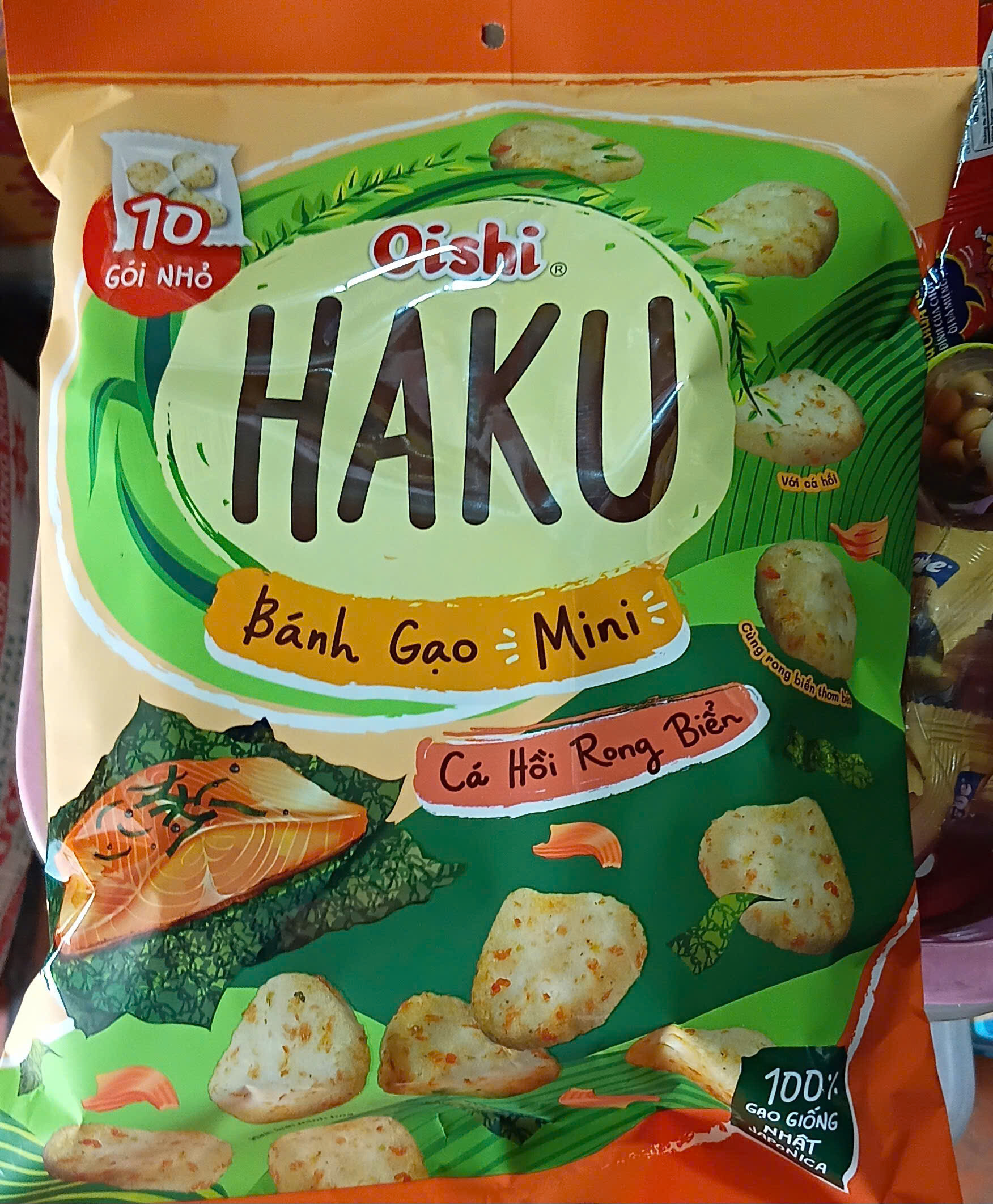   THÙNG 20 BỊCH  COMBO 4 BỊCH BÁNH GẠO NƯỚNG OISHI HUKU VỊ DỪA SẤY GIÒN HAY VI MÈ RANG DỪA GIÒN 138G 16 GÓI  