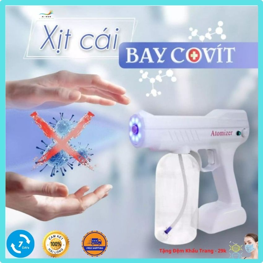 [ Free Ship + Quà 29k] Súng Phun Khử Khuẩn Atomizer 8- YJ-01-M4. Máy Phun Khử Trùng Nano Cầm Tay- Súng Nano Ánh Sáng, Khử Trùng Diệt Khuẩn 99% Gia Dụng, Không Khí Trong Nhà, Ngoài Trời. Tặng Miếng Đệm Khẩu Trang- AiMon