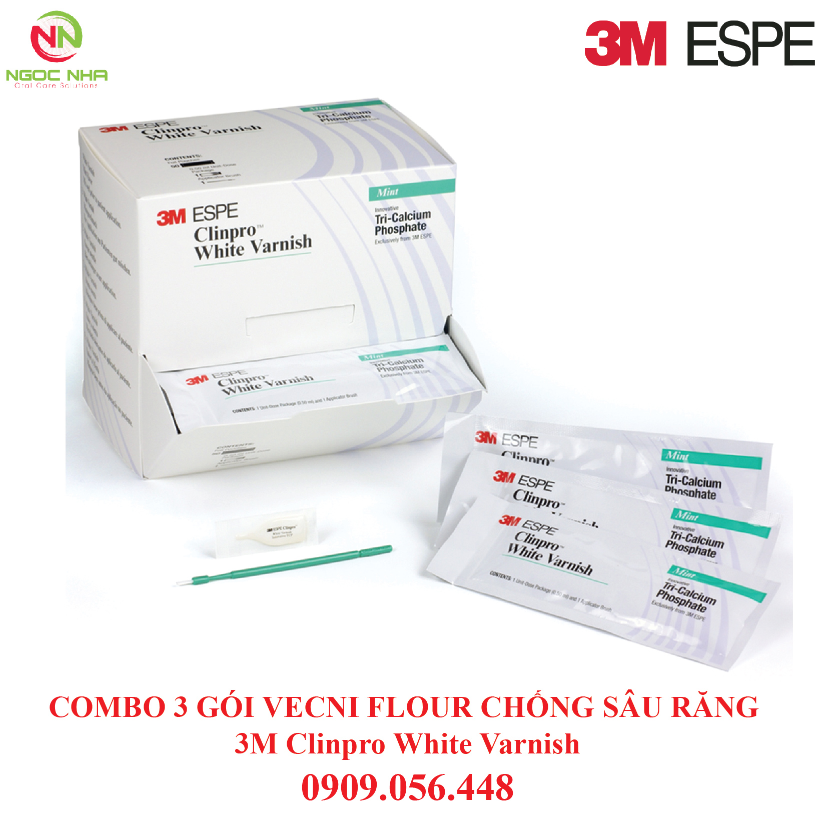 Combo 3 gói Gel bôi vecni flour chống sâu răng trẻ em 3M Clinpro White Varnish Flouride bảo vệ men răng trẻ em và chống ê buốt cho răng người lớn - Hàng chính hãng 3M/ Mỹ