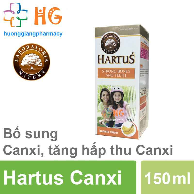Hartus Canxi - Bổ sung canxi, vitamin D3, vitamin K, hấp thụ canxi tối đa nhờ Vitamin K (Lọ 150ml)
