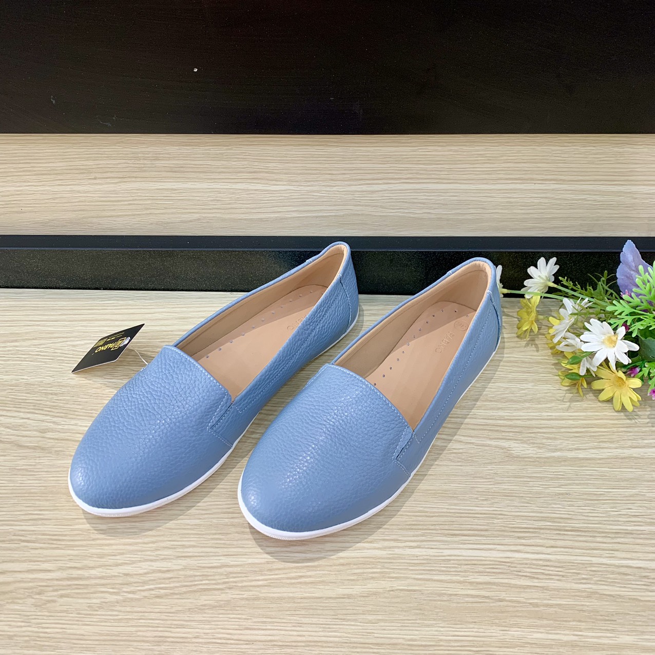 Giày lười nữ PABNO PN17014, Giày lười nữ da phối màu Basic gót thể thao, Giày lười nữ êm chân hàng hiệu