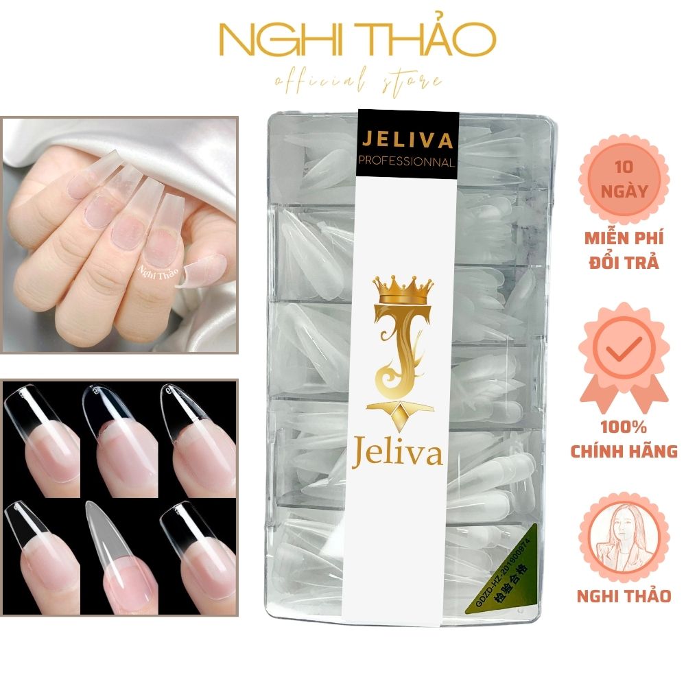Móng úp tay nhám jeliva a hộp 500 móng nghi thảo