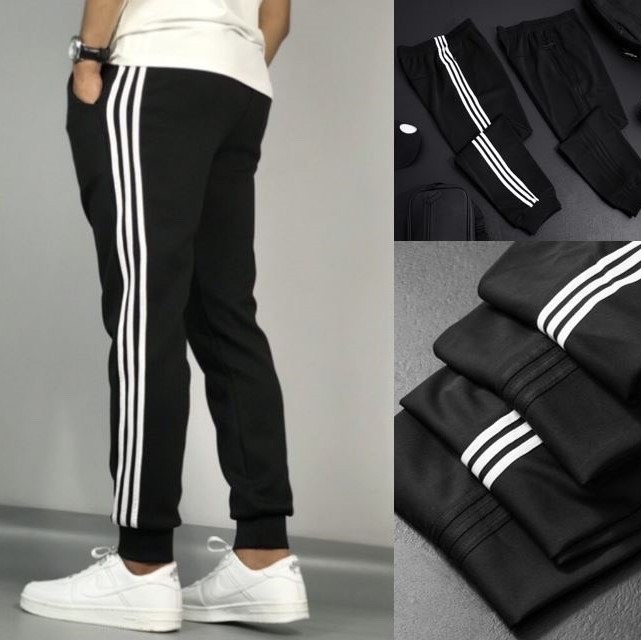 Quần Nỉ Nam Nữ THỂ THAO 3 SỌC JOGGER Vải Mềm Mịn Bền Màu Không Nhăn Không Xù Lông Blackwhite