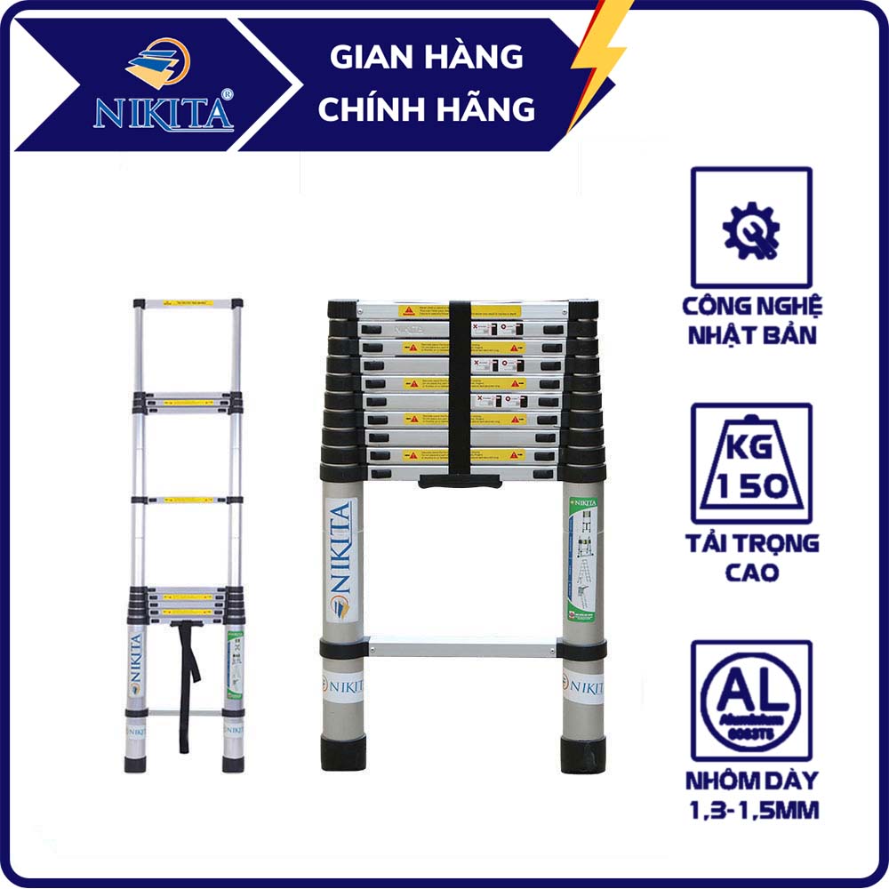 Thang nhôm rút đơn cao cấp 6m2 nikita nkt-r62 - hàng chính hãng