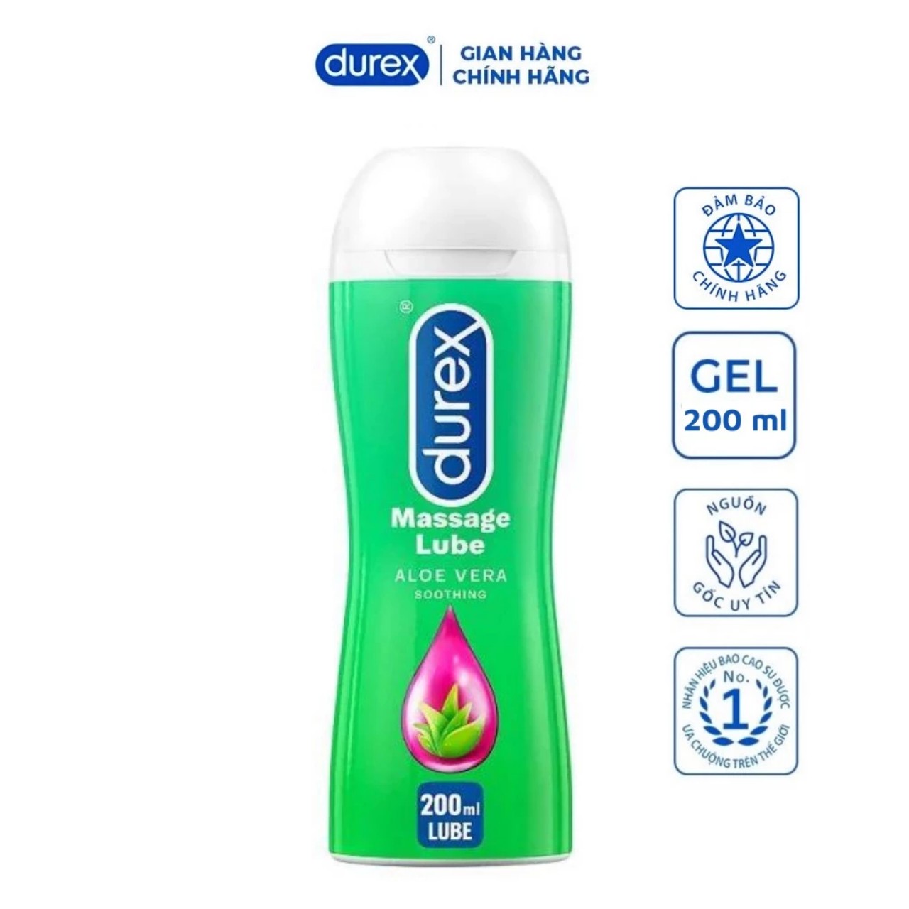 Gel bôi trơn Durex play massage 2 in 1 gốc nước chai 200ml chính hãng