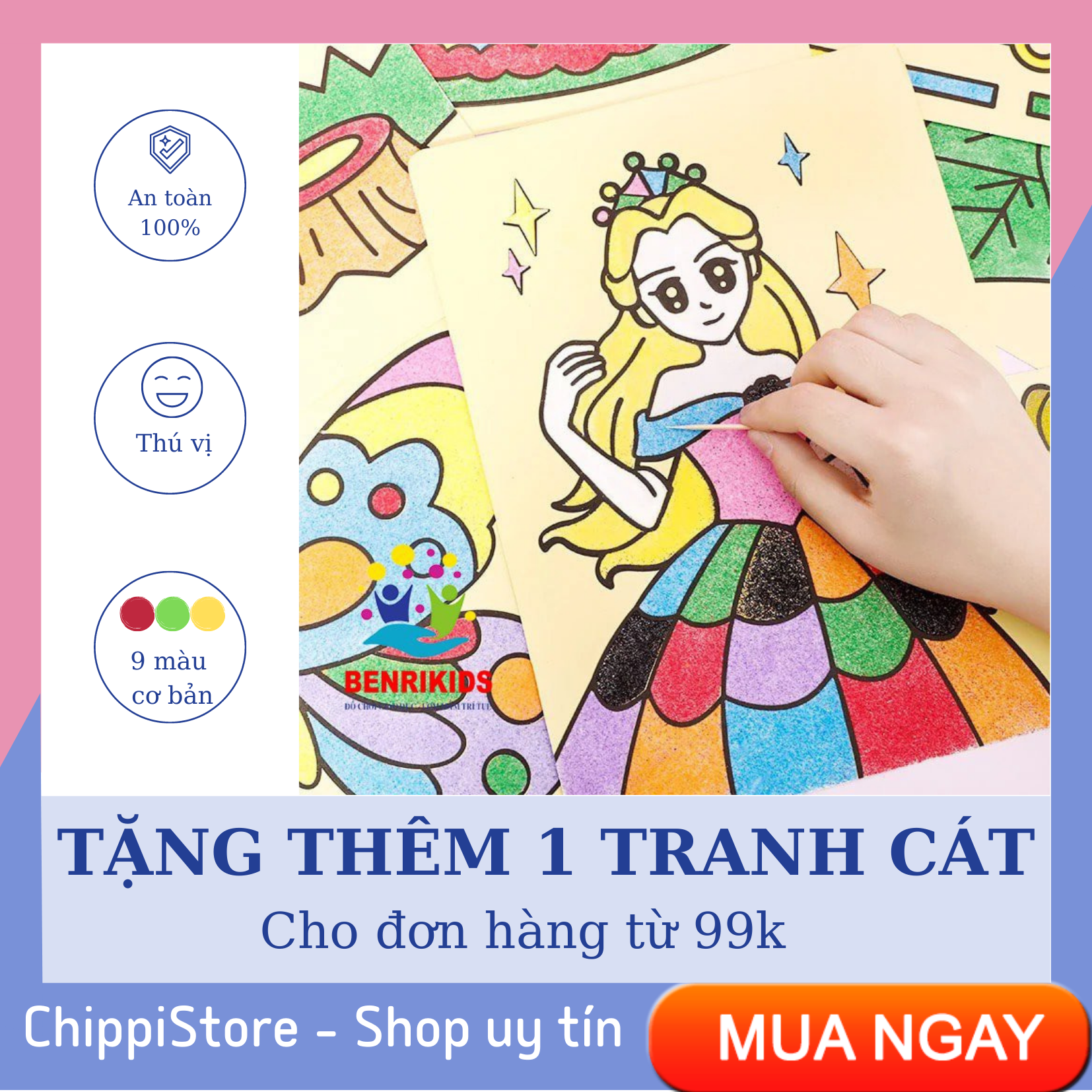 Combo 5 tranh cát loại to 28x20cm 9 túi màu đủ hình vui nhộn (mẫu ngẫu nhiên)