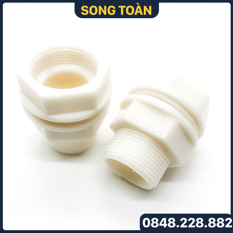 Ép phi bồn nhựa, khớp nối bồn nước nhựa trắng 21 27 34 42 49 60