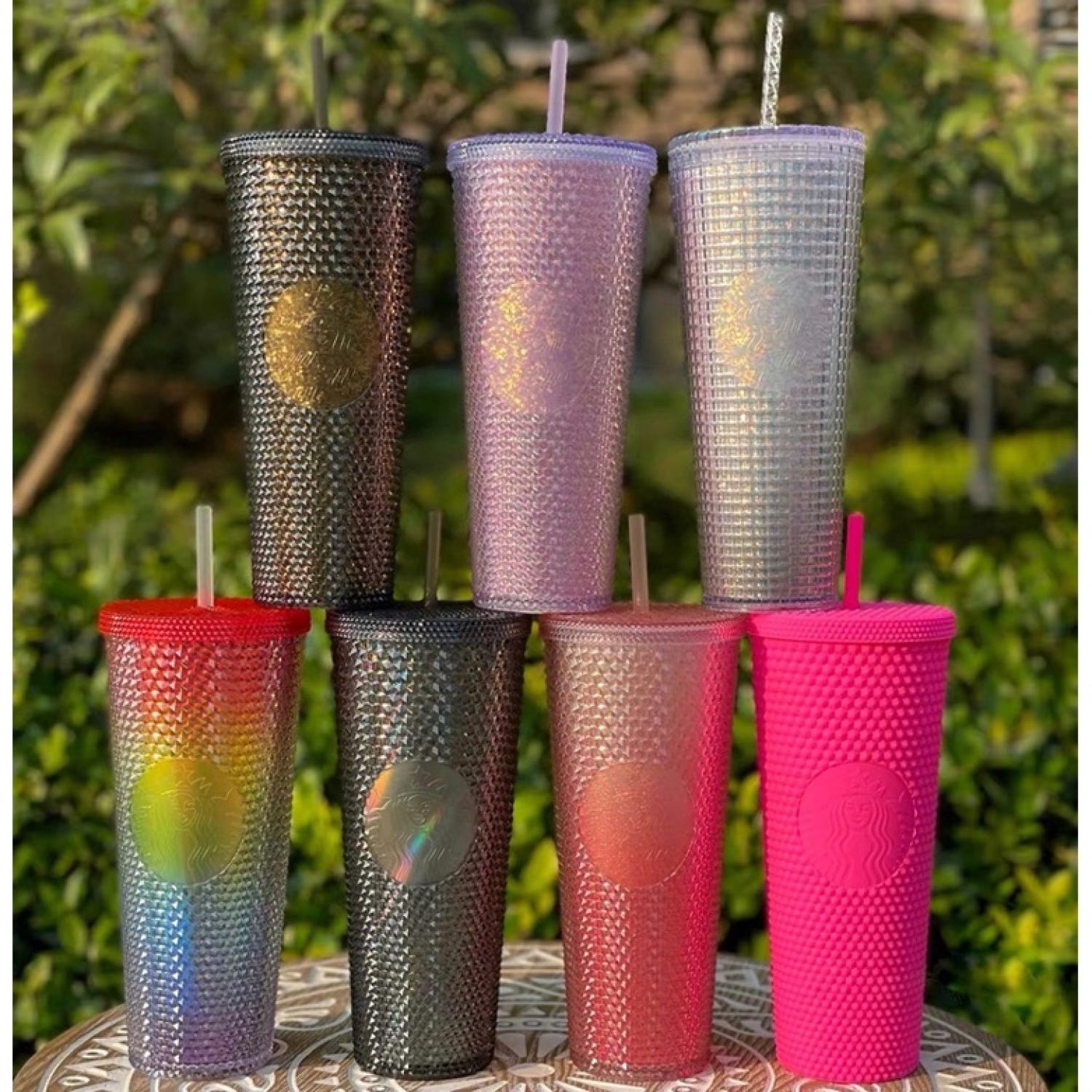 Ly Starbucks Studded Bling nhựa 2 lớp hình gai Dung tích 710ml