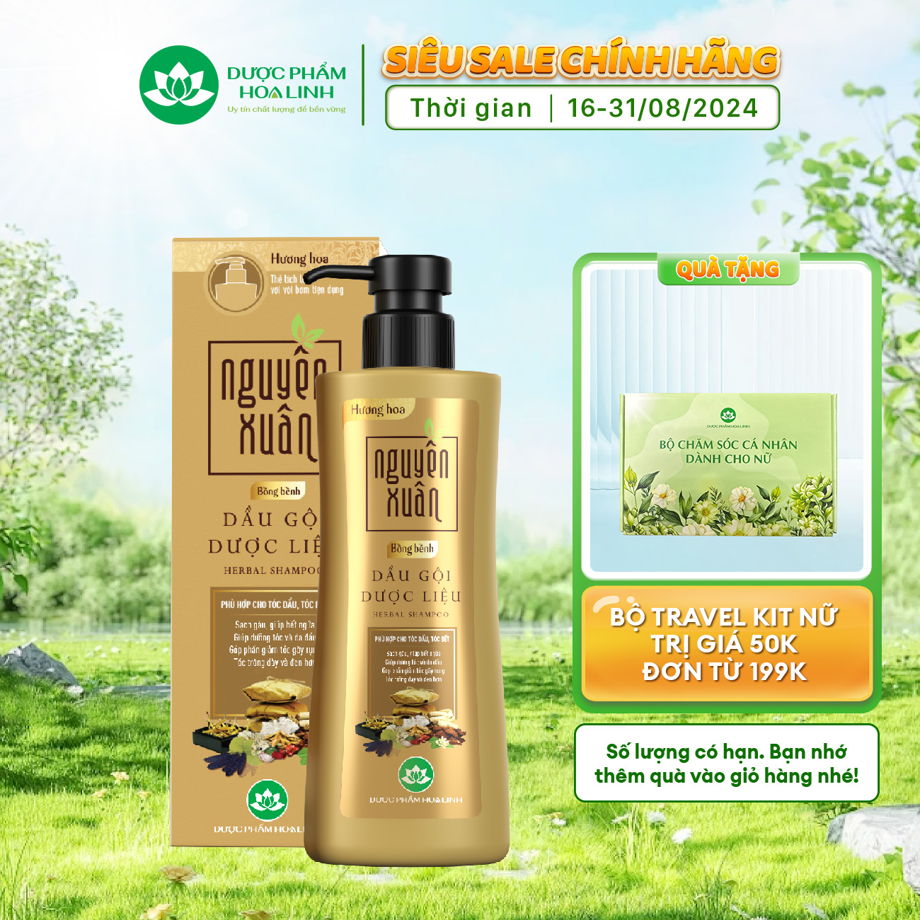 Dầu gội dược liệu Nguyên Xuân Bồng Bềnh 250ml - Dành cho tóc dầu bết