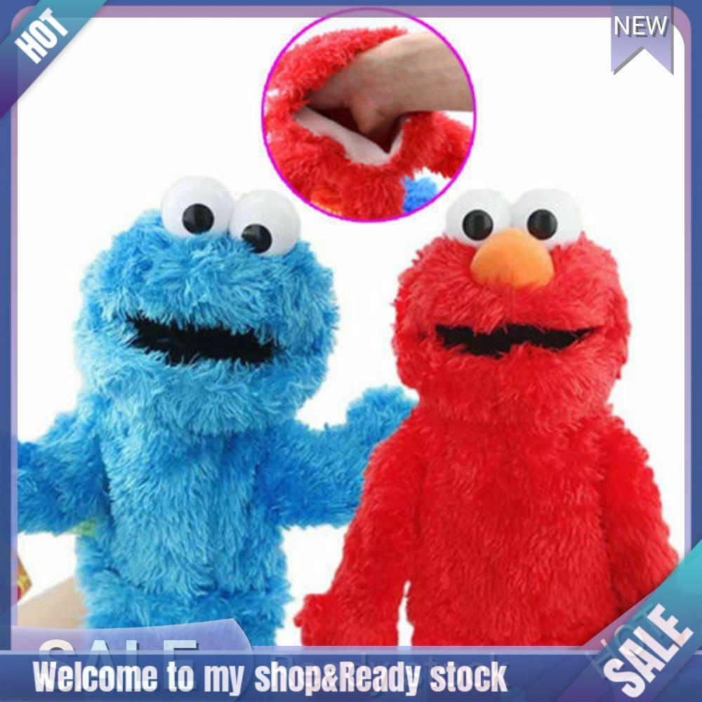1PC 14" Living Hand Puppets Elmo Cookie Monster Sesame Street Soft Plush Toy Gift Blue Red