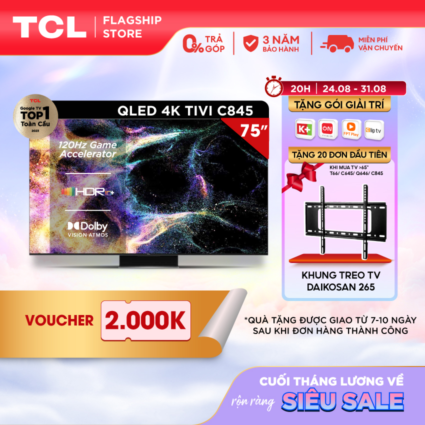 Tcl mini led all-round tv - tivi 75 inch - 75c845 - google tv - ok google - tivi 75 inch chất lượng - hàng chính hãng