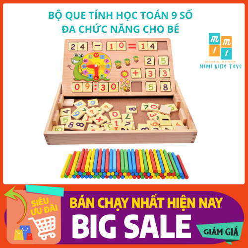 Bộ que tính học toán đa chức năng kèm chữ số 0-9 và phép tính - Đồ chơi thông minh cho bé