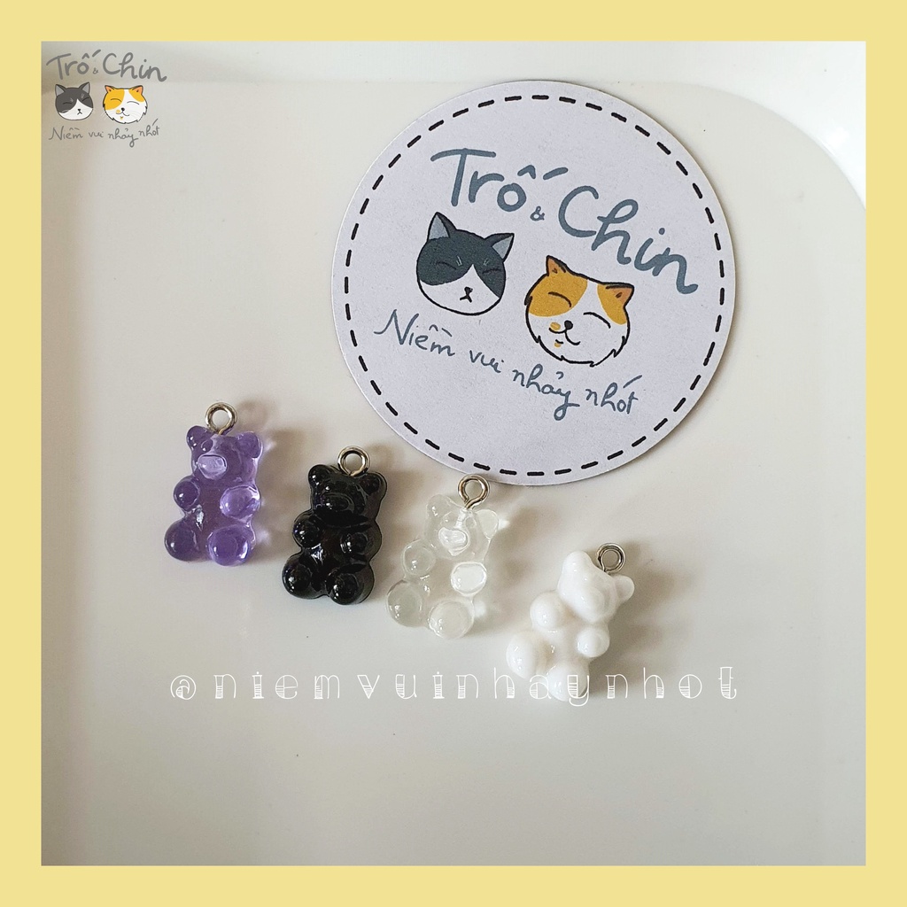 Charm Gấu chíp chíp màu trong loại nhỏ bằng nhựa acrylic