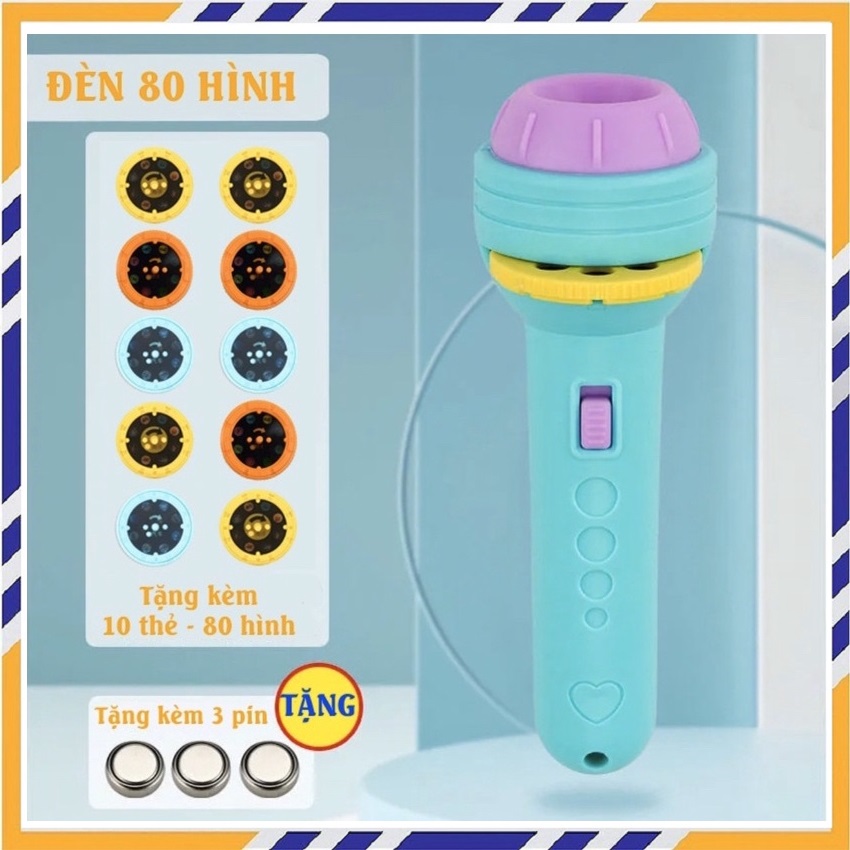 Đèn pin chiếu ảnh hoạt hình, đèn pin cho bé loại 80 hình, đèn pin hình chiếu 3d