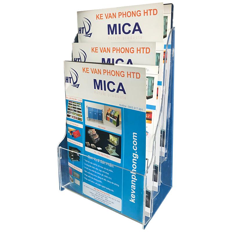 [HCM]Kệ mica để giấy A4 treo tường có 3 ngăn ( mica trong 25mm - kiểu  A4 đứng)
