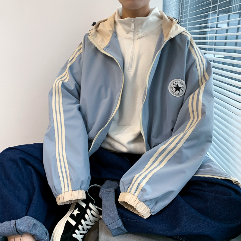 ㊖ Áo Jacket Dày Dặn Cotton Áo Khoác Liền Mũ Cỡ Lớn Trào Lưu Mẫu Mới Mùa Thu Cho Nam Áo Thể Thao Thương Hiệu Sành Điệu Rộng Rãi Phong Cách Hàn Quốc