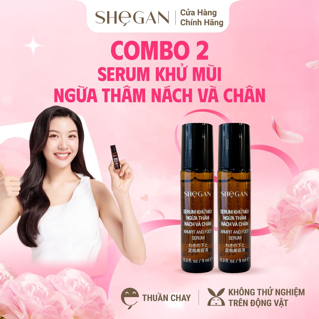 Combo 2 Chai Serum Khử Mùi Ngừa Thâm Nách Và Chân SHeGAN - Khử Mùi, Ngăn mùi Mồ Hôi, Dưỡng Ẩm Vùng Da Dưới Cánh Tay, Phù Hợp Cho Mọi Loại Da Khử Mùi Hôi