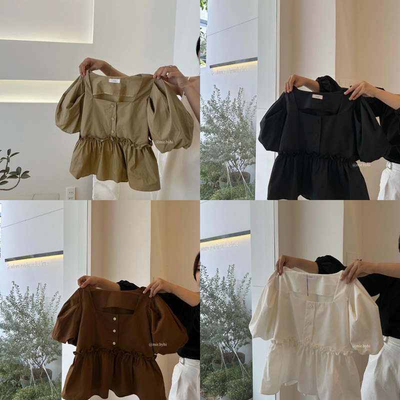 Hoàn tiền 15% - áo baby doll tay bồng | pumkin top | mir.byhi