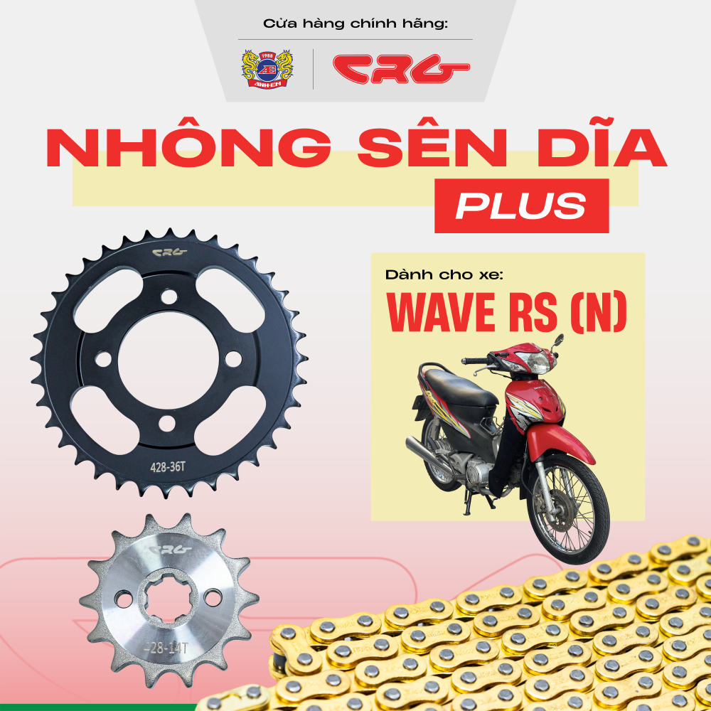 Bộ Nhông Sên Dĩa Chịu Tải Chống Mài Mòn CRG Plus cho xe Wave RS (N)