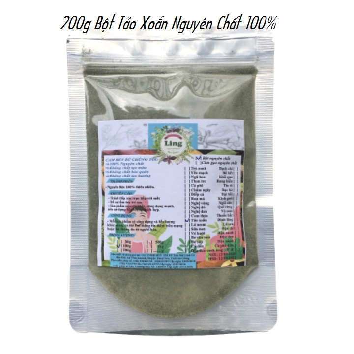 Bột Tảo xoắn 100g-200g có giấy VSATTP và ĐKKD nguyên chất thiên nhiên 100% dùng để đắp mặt đa công dụng