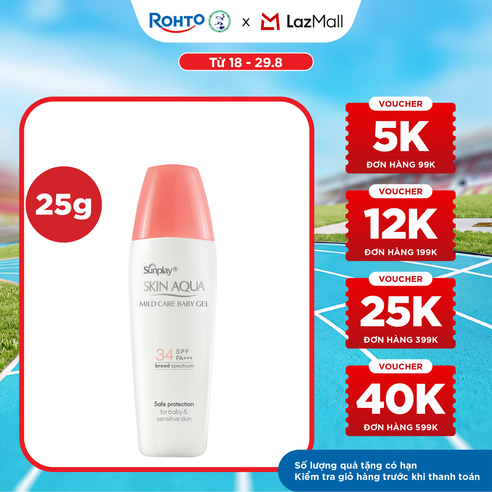 Kem chống nắng Skin Aqua cho trẻ em và da nhạy cảm dạng gel Sunplay Skin Aqua Mild Care Baby Gel SPF 34, PA+++ 25g