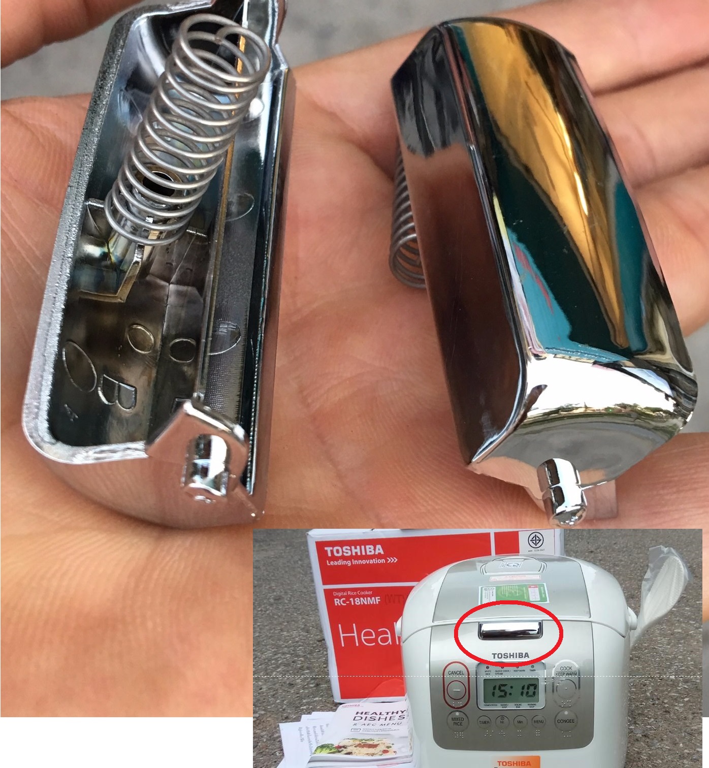 Lẫy khóa nồi cơm điện TOSHIBA - Phụ kiện nẩy mở nắp chất liệu nhựa PP chịu nhiệt siêu bền ✅Chính Hãng Bảo Hành 6 tháng
