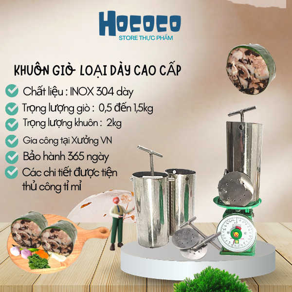 Khuôn làm giò thủ khuôn giò xào inox 304 loại dày cao cấp- Bảo hành 1 năm