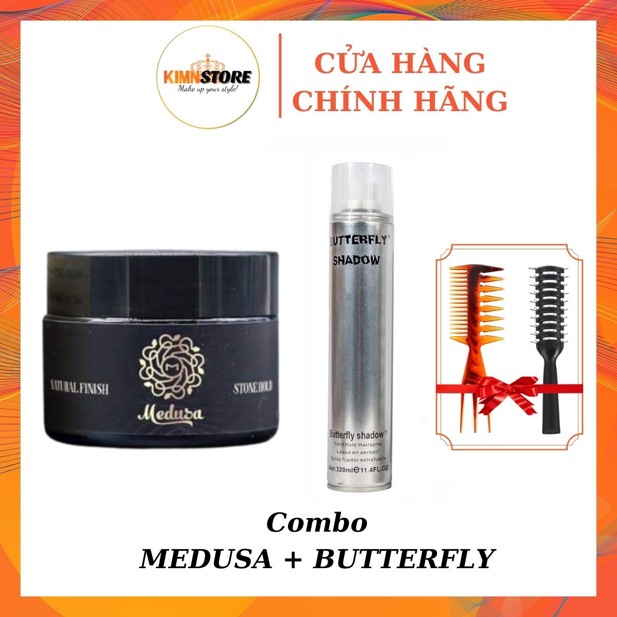 Combo sáp vuốt tóc medusa 60g & gôm xịt tóc, keo xịt tóc nam