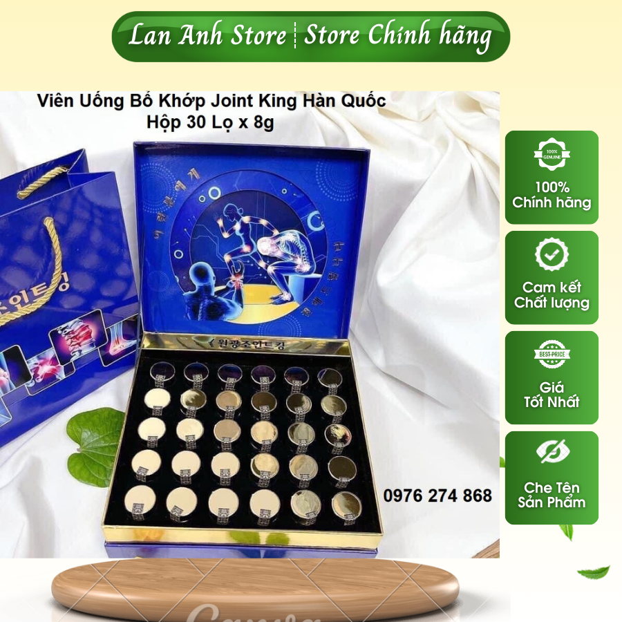 Viên uống bổ khớp joint king hàn quốc, hộp 30 lọ x 8g, giúp cải thiện đau nhức xương khớp hiệu quả