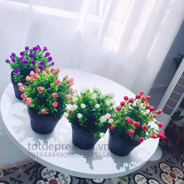 Chậu hoa nhài cắm sẵn - hoa giả cao cấp