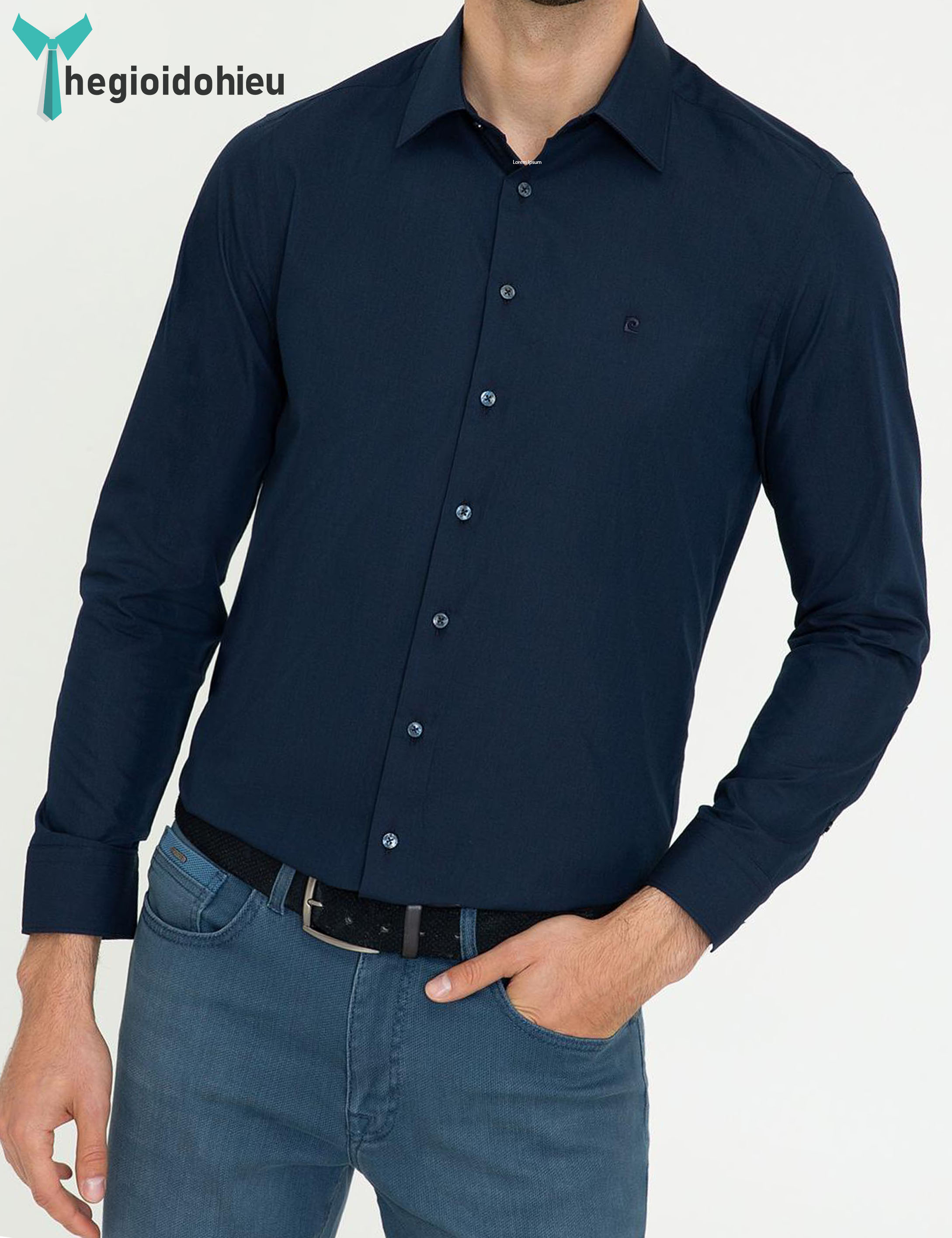 (Mẫu Mới 2024) Áo sơ mi nam dài tay Pierre Cardin PCLShirt142 (Navy đậm trơn) - Hàng nhập khẩu - Không túi