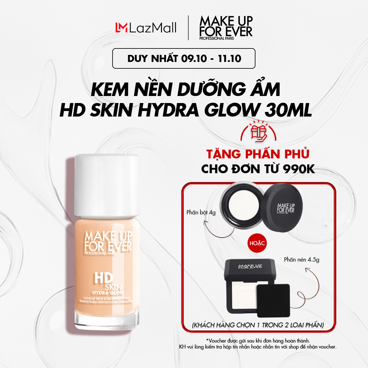 Kem Nền Dưỡng Ẩm Và Giúp Da Căng Bóng Hd Skin Hydra Glow Foundation 30ml - MAKE UP FOR EVER