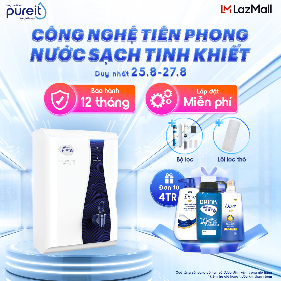 Máy lọc nước pureit casa g2 + lõi lọc thô + bộ diệt khuẩn gkk ro+mf