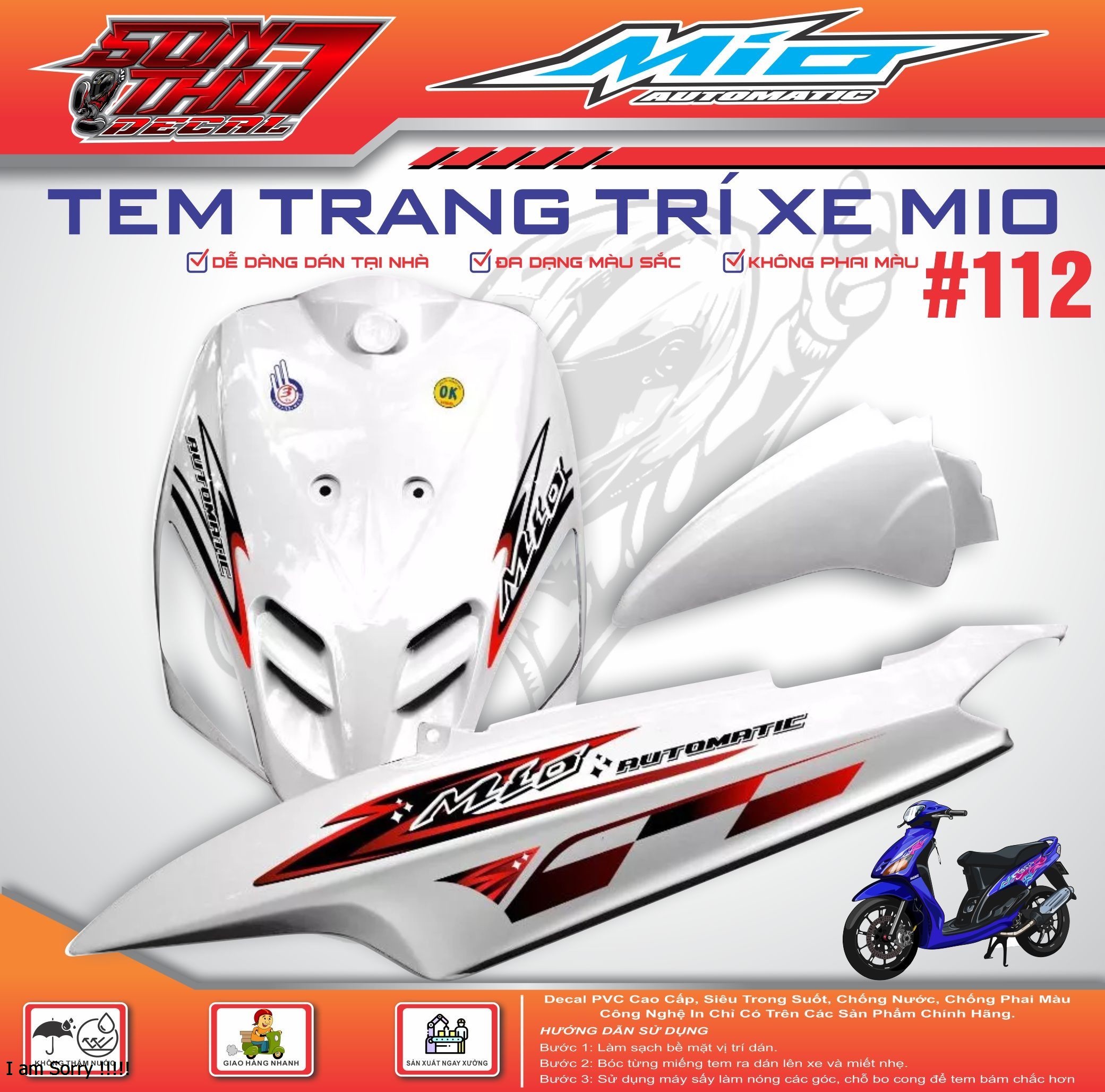 Yamaha Mio Sport Motorcycle Sticker # 112 (High Quality Material - Sharp Color - Does Not Fade) Giá 104,000 Đồng*Miễn phí vận chuyển