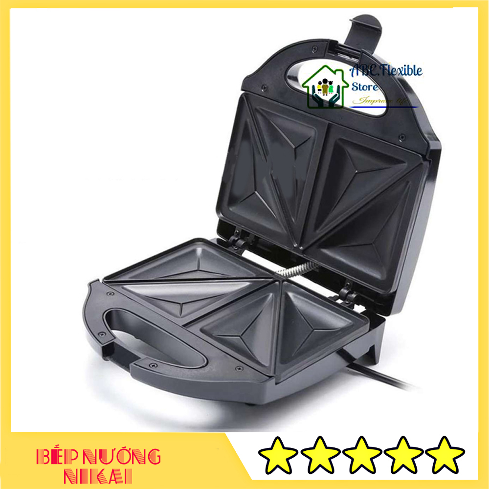Máy nướng bánh Nikai, chống dính, nướng bánh nhanh chỉ mất từ 5-7 phút, bánh hot dog, sanwich, bánhtrứng,bánh mỳ kẹp phô mai, bánh mỳ kẹp thịt nguội