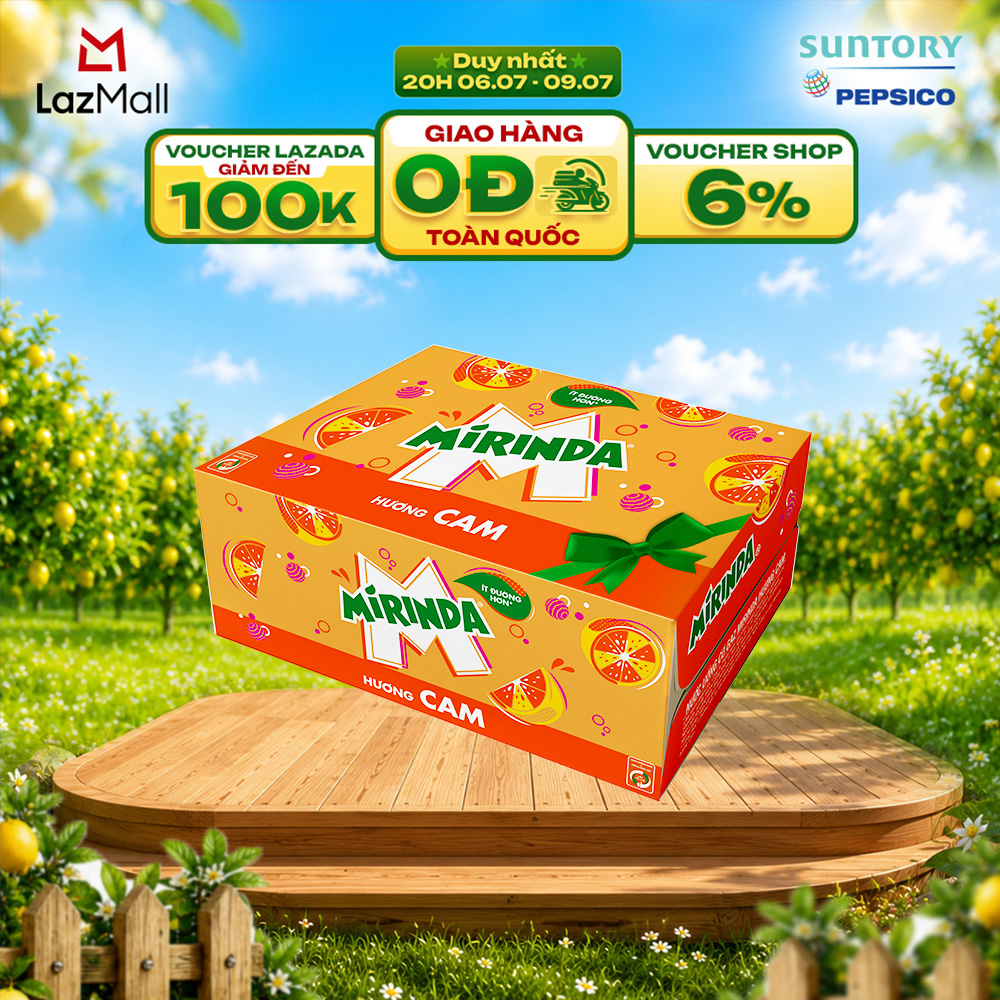 [SALE 7.7] Thùng Nước Ngọt Giải Khát Có Gaz Mirinda Cam (320ml/lon)