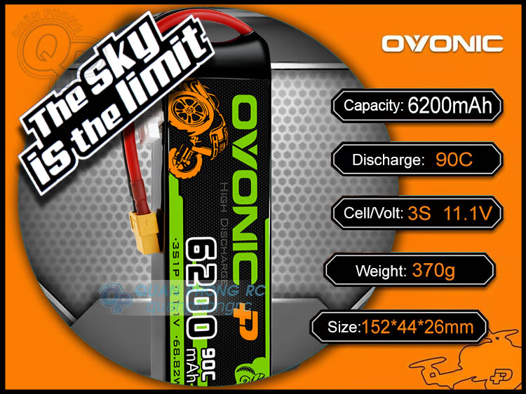 Pin Ovonic 6200mAh 3S 90C 11.1V LiPo Battery XT60 Plug dành cho máy bay điều khiển