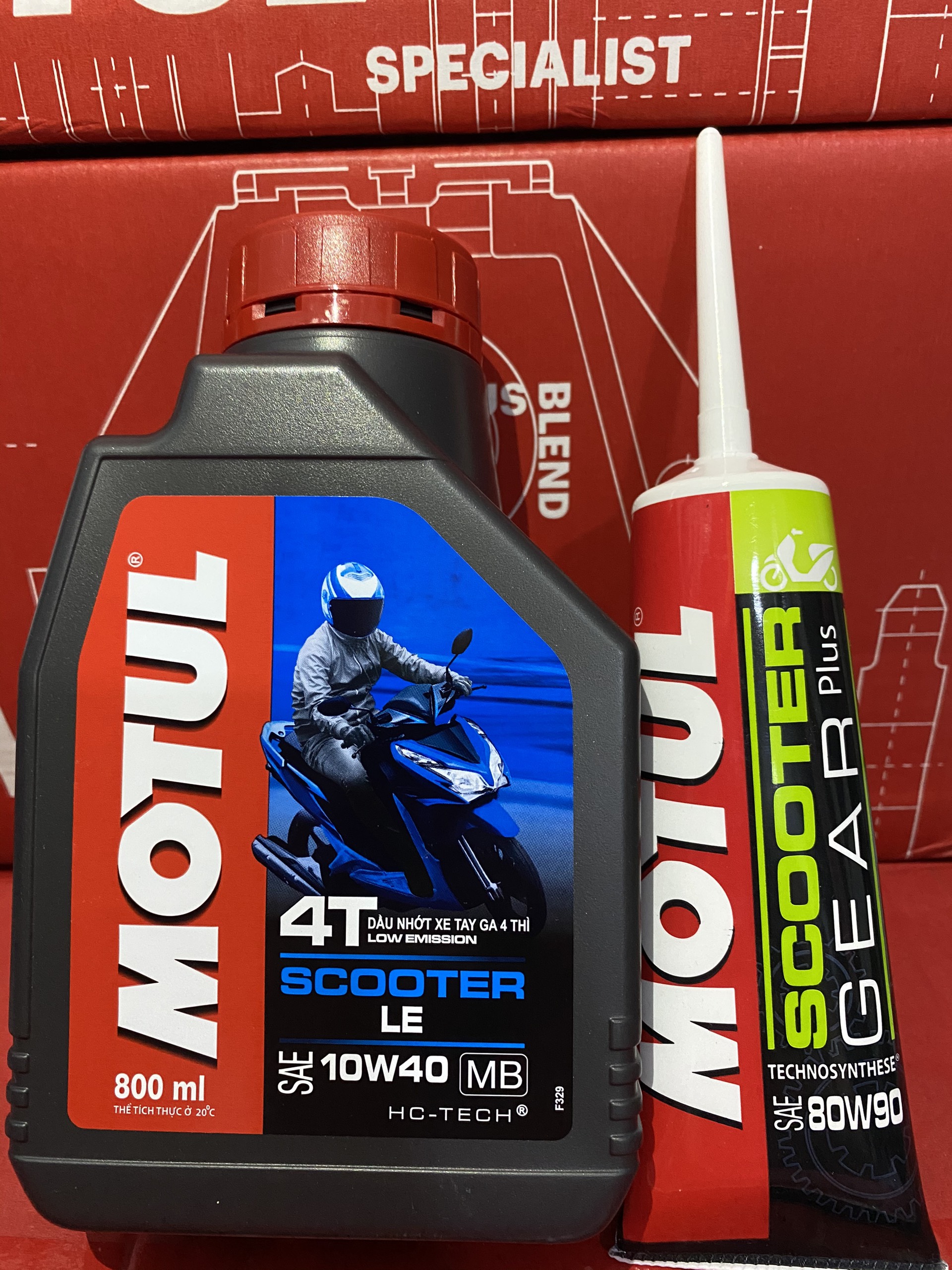 Combo nhớt tay ga motul scooter le 10w40 800ml + nhớt láp motul 120ml