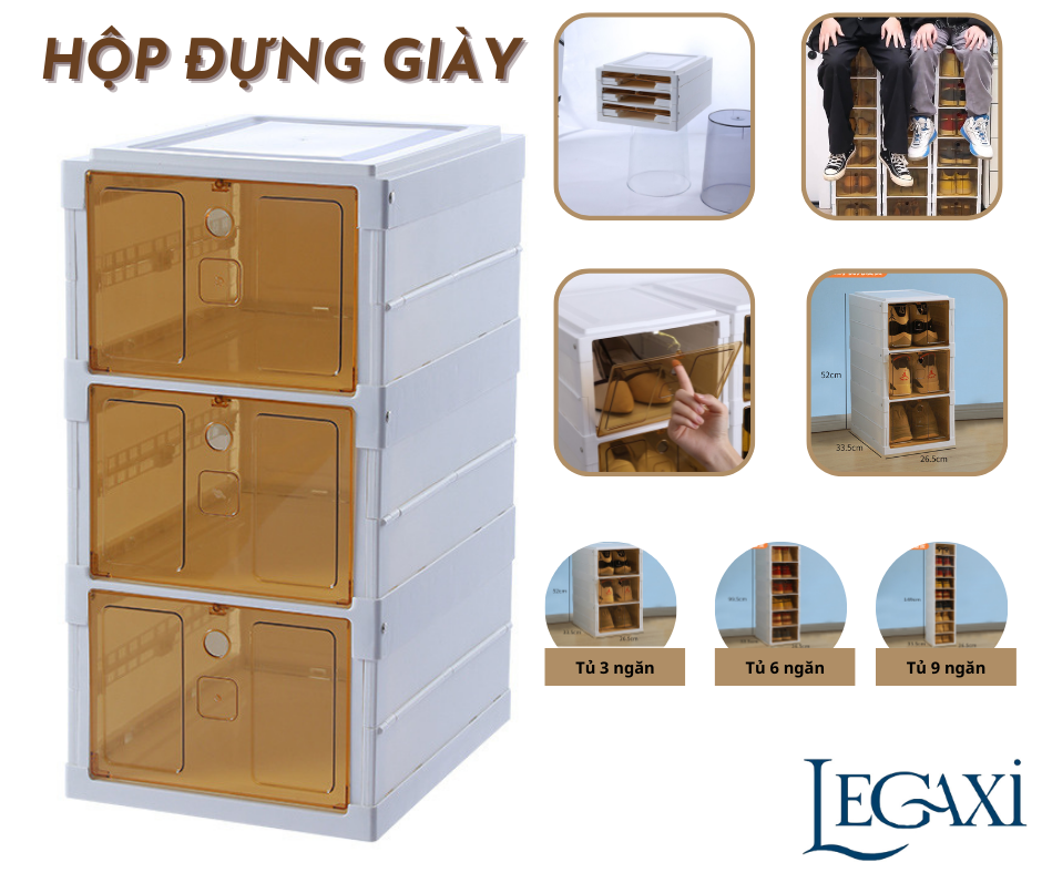 Hộp đựng giày dép đồ đạc cửa nam châm lắp ráp ghép tiện dụng Legaxi