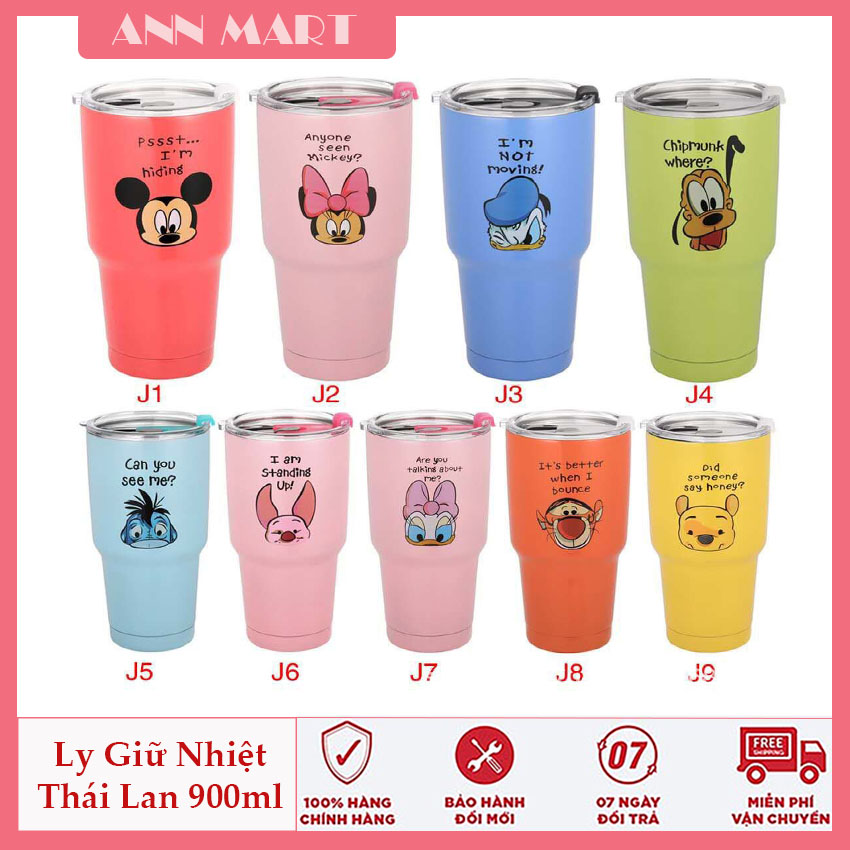 [NK THÁI LAN] Ly giữ nhiệt Made in Thái Lan 900ml, bình giữ nhiệt Thái Lan, giữ nhiệt 8-12 tiếng, tặng kèm túi đựng + ống hút + cọ rửa, hàng nhập khẩu Thái Lan, shop ANN MART