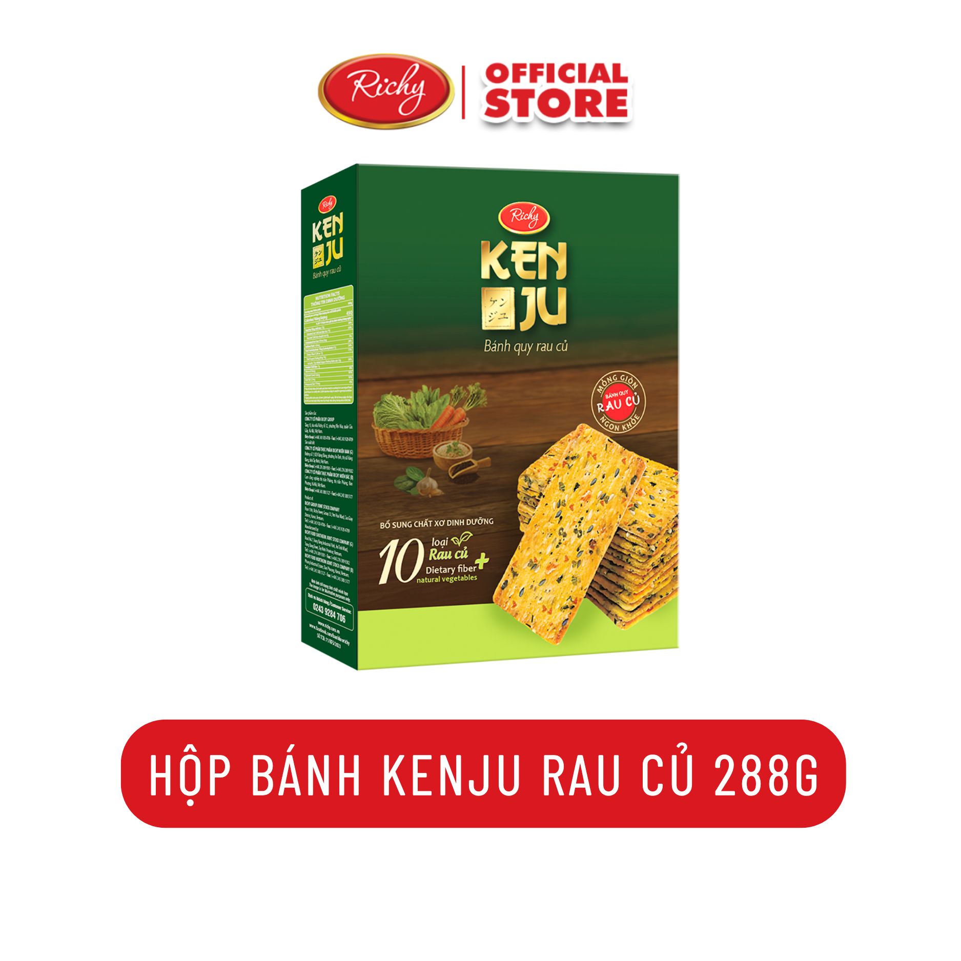  Hộp Bánh Kenju Rau Củ Bánh Quy Rau Củ Bánh ăn sáng Hộp Giấy 288g 