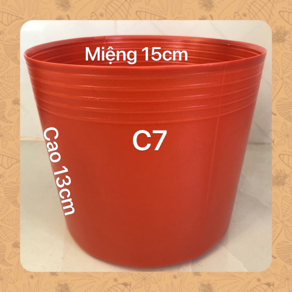 Chậu nhựa trồng cây 50 cái C7 đỏ gạch