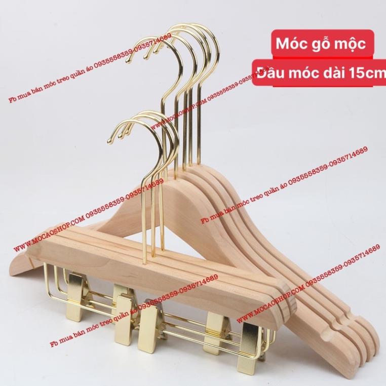 Móc gỗ mộc không sơn treo quần áo người lớn