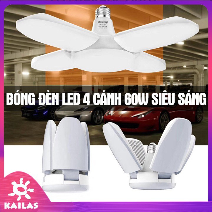 [HCM]Đèn LED Hình Cánh Quạt 4 Cánh Công Suất 60W E27 Bóng Siêu Sáng - Đèn LED 4 Cánh - Đèn Led 4 Cánh 60w