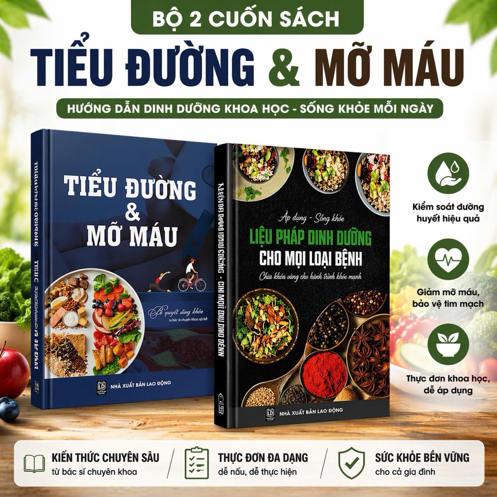 Bô2 Cuốn: Tiểu Đường & Mỡ Máu + Liệu Pháp Dinh Dưỡng Cho Mọi Loại Bệnh