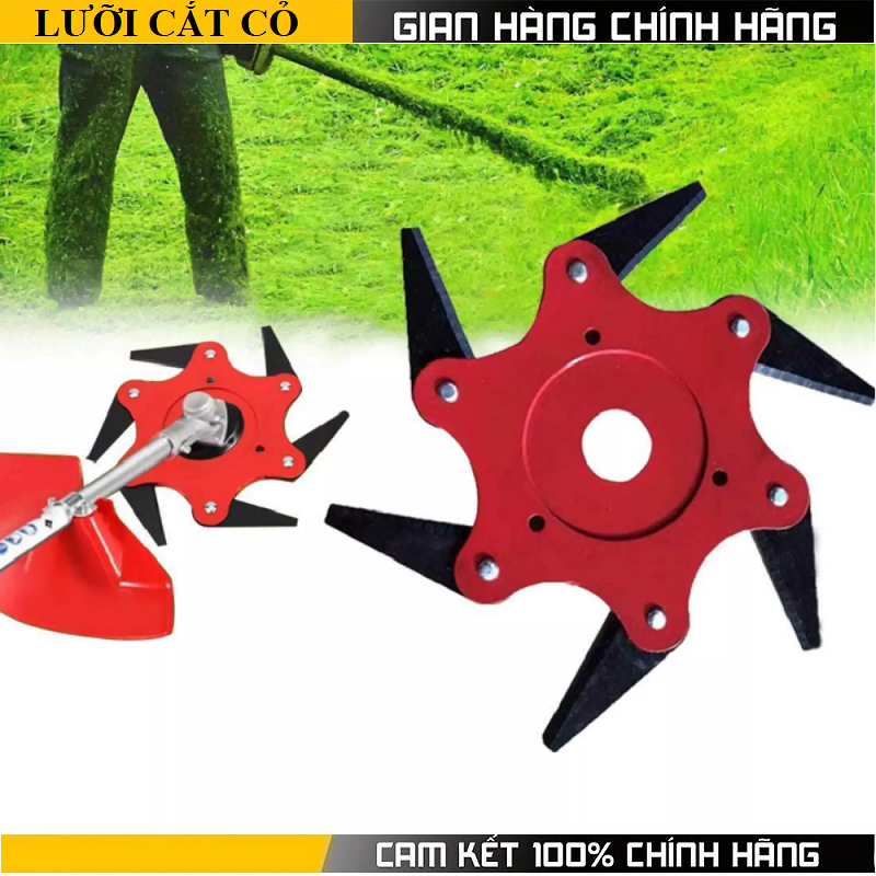 lưỡi cắt cỏ - lưỡi dao máy cắt cỏ hợp kim 6 cánh - Thép Mangan không gỉ - Lưỡi xoay 360 độ