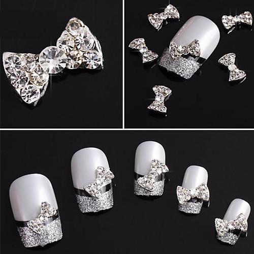 Set 10 phụ kiện trang trí móng tay hình nơ có đính đá đầy độc đáo