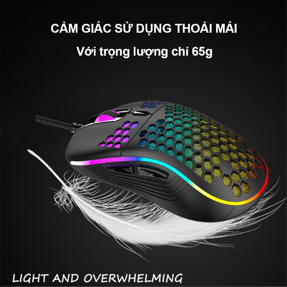 Chuột máy tính gaming có dây D110 thiết kế đục lỗ thoáng tay, led đổi màu – Bảo hành 6 tháng